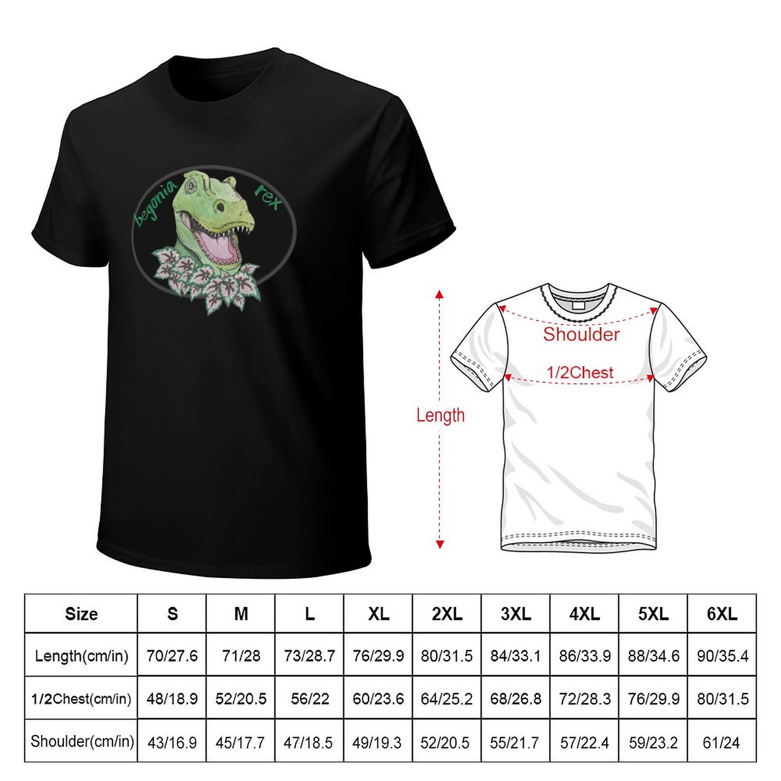 T-shirt T Rex Begonia, t-shirt - Begonia Rex avis et prix